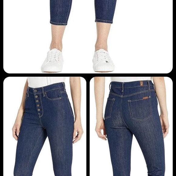 7 For All Mankind Aubrey Skinny w/Exposed Button Fly in Uptown Rinsed, Size 24 - Picture 4 of 10